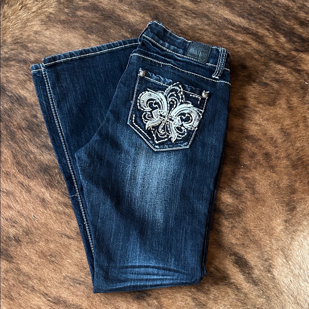 Love Nation Dark Blue Boot Cut Jeans with Embroidery